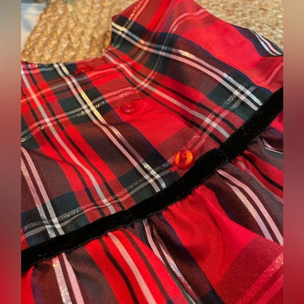 Festive Little Girls Red Plaid Holiday Dress